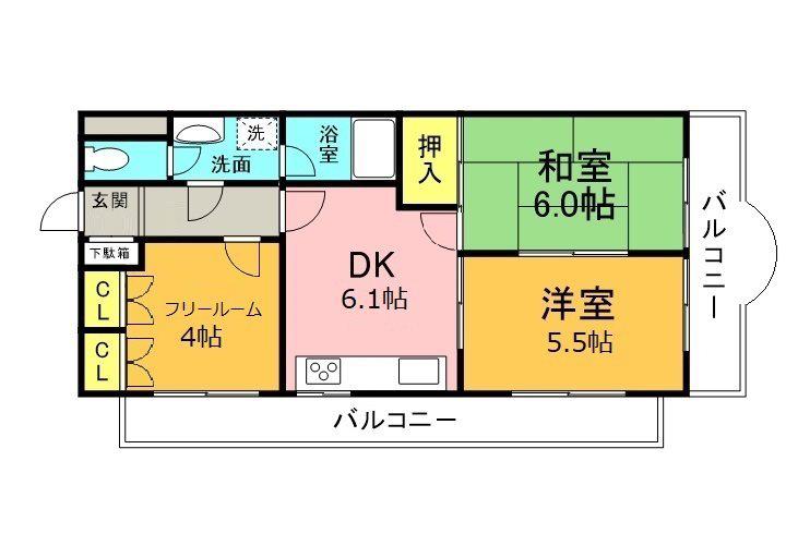 セントラルハイツ神戸(2SDK/8階)の間取り写真