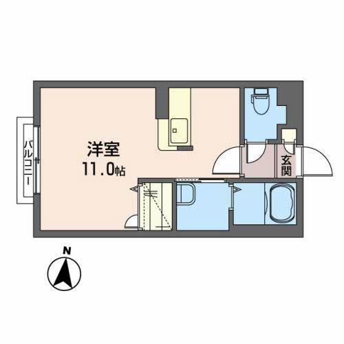 ピーステージ(ワンルーム/2階)の間取り写真