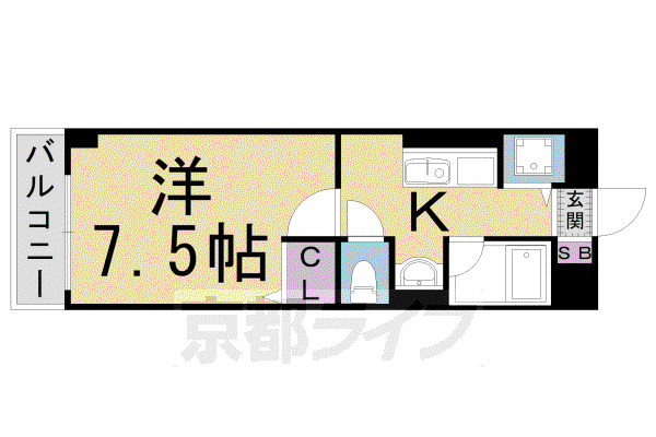 ソレアードさがの(1K/3階)の間取り写真