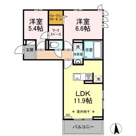 ハイツフカサワ(2LDK/3階)の間取り写真