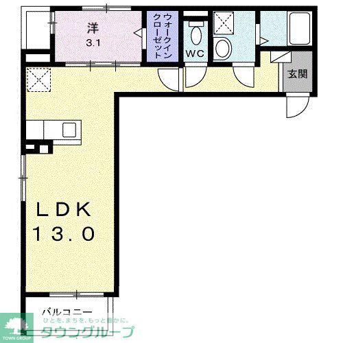 サイネリアII(1LDK/2階)の間取り写真