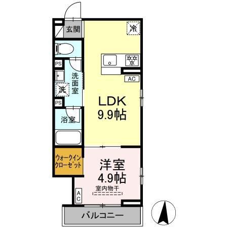 セレスティア東保木間(1LDK/2階)の間取り写真
