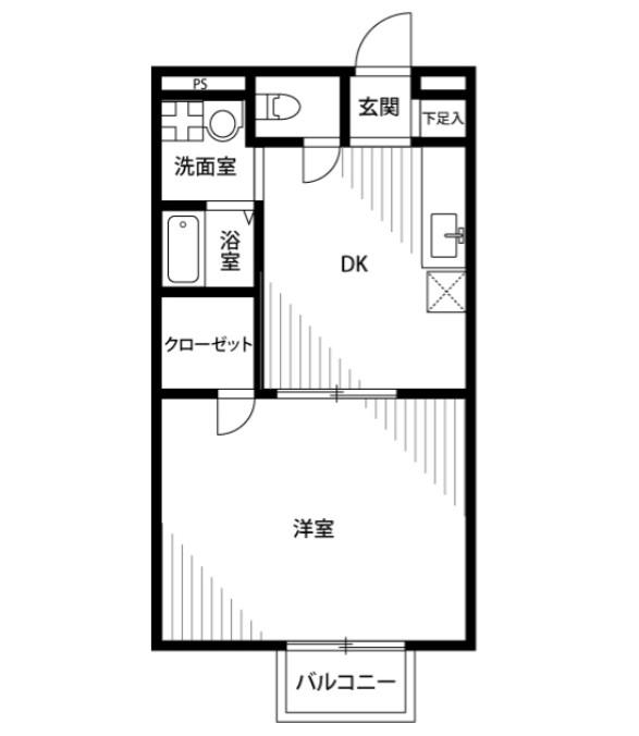 アムールM&K(1DK/2階)の間取り写真