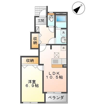 ＪＲ東北本線 岩手飯岡駅 徒歩3分 2階建 築16年(1LDK/1階)の間取り写真
