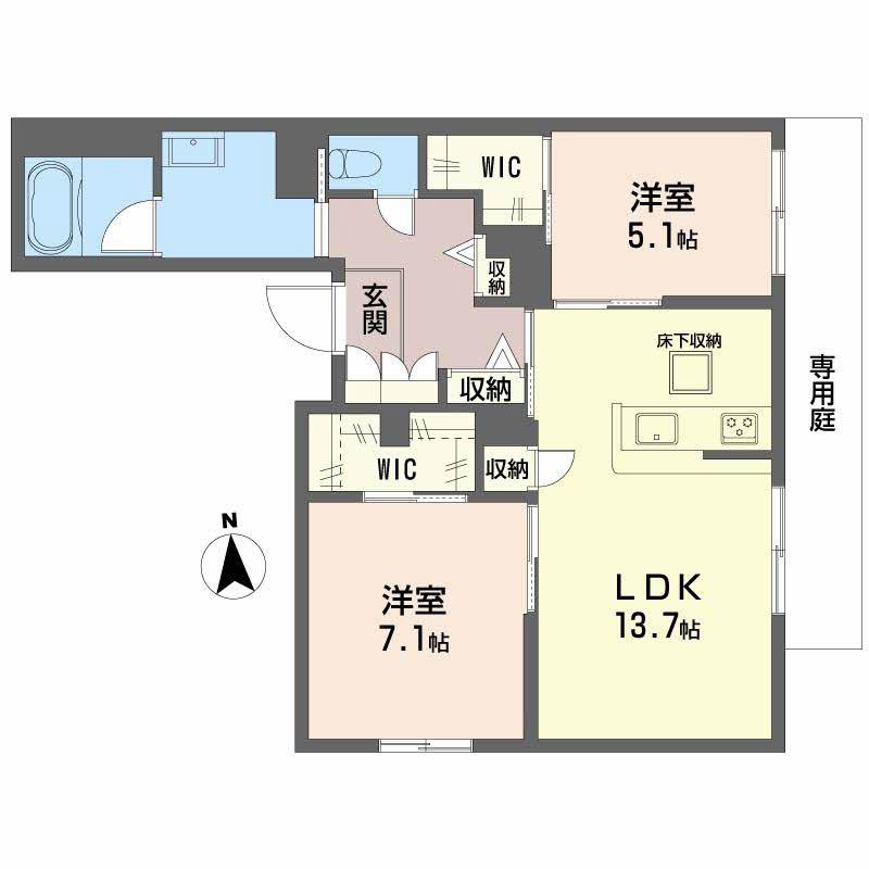 シャルール メゾン(2LDK/1階)の間取り写真