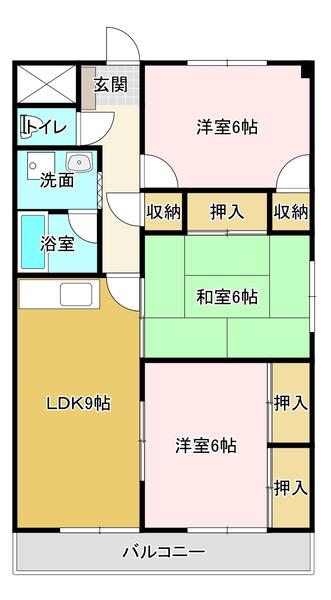 メゾン・ド・フルール(3LDK/3階)の間取り写真
