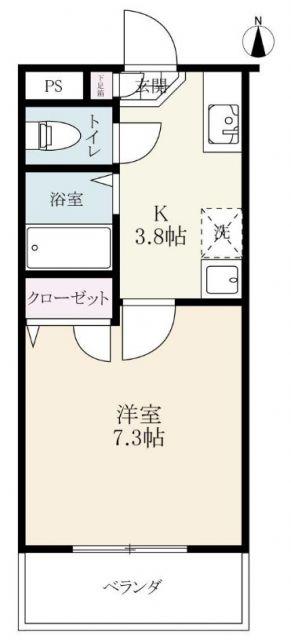 パルテールマンション(1K/2階)の間取り写真