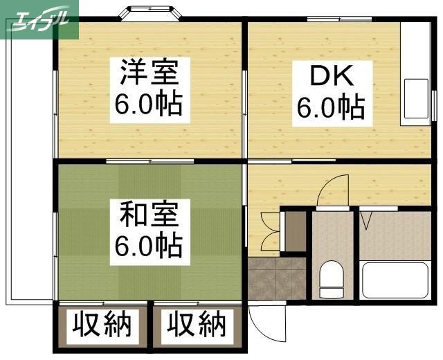 シャトレ入川(2DK/1階)の間取り写真