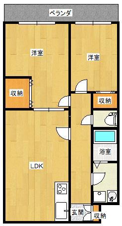 コーポ丸藤5(2LDK/2階)の間取り写真