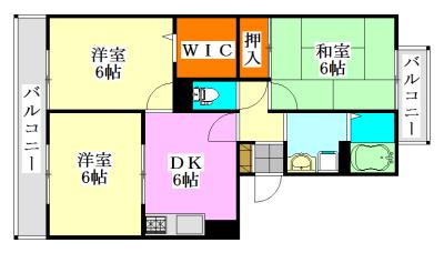ハイローズ船橋弐番館(3DK/2階)の間取り写真