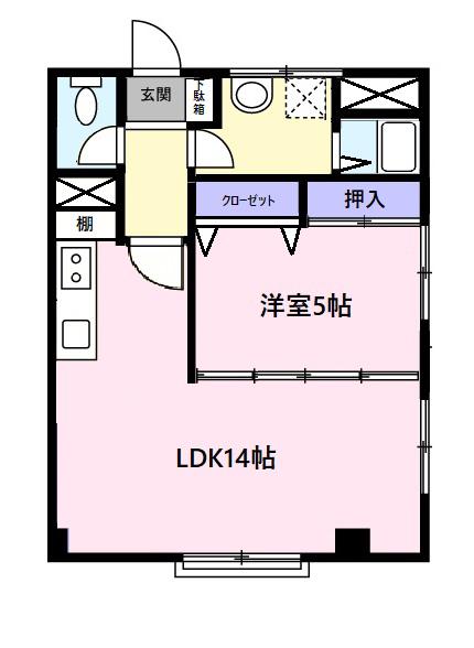 第2大協ビル(1LDK/2階)の間取り写真