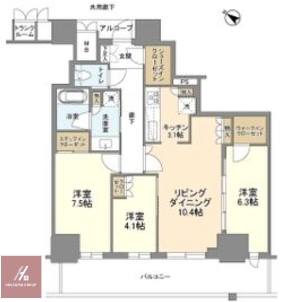 ジオタワー大阪十三(3LDK/22階)の間取り写真