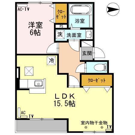 グランデリーオ(1LDK/1階)の間取り写真