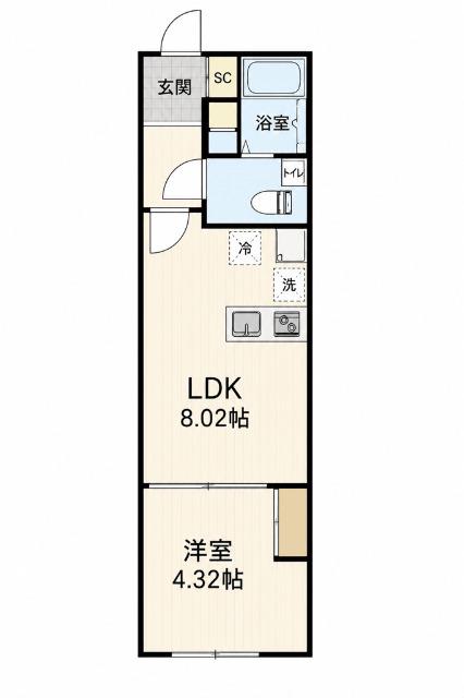 ヴランドール葛西(1LDK/2階)の間取り写真