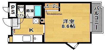 館アズビック(1K/3階)の間取り写真