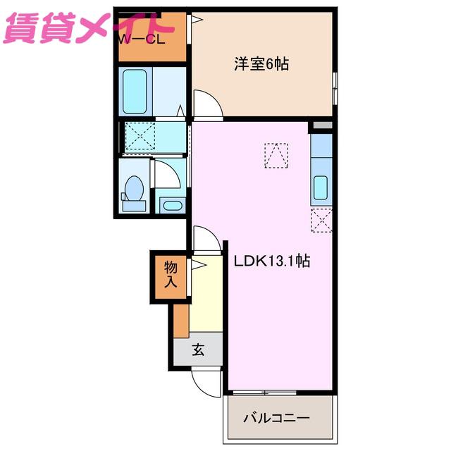 フォレストリバー(1LDK/1階)の間取り写真