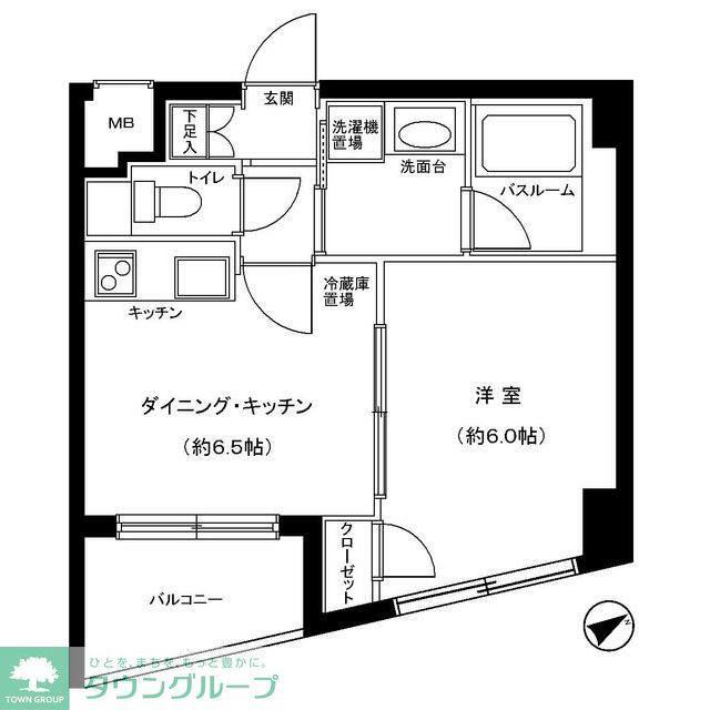 モアグランデ浜松町(1DK/6階)の間取り写真