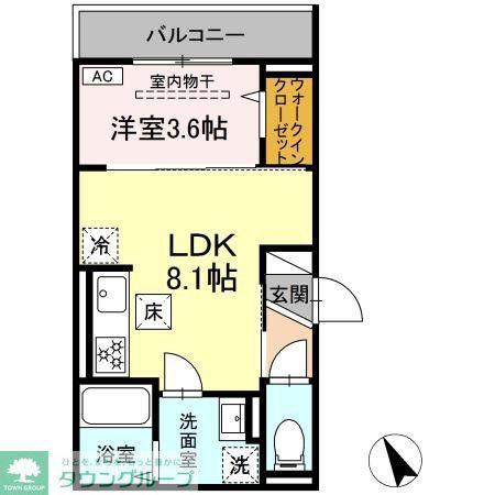 D PAINA 鷺沼(1LDK/3階)の間取り写真