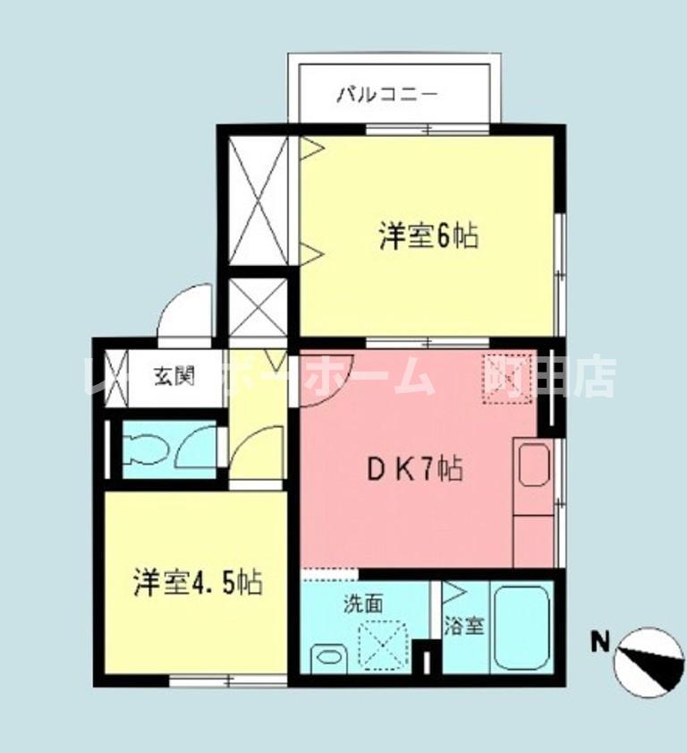 シャトルグリーン(2DK/2階)の間取り写真