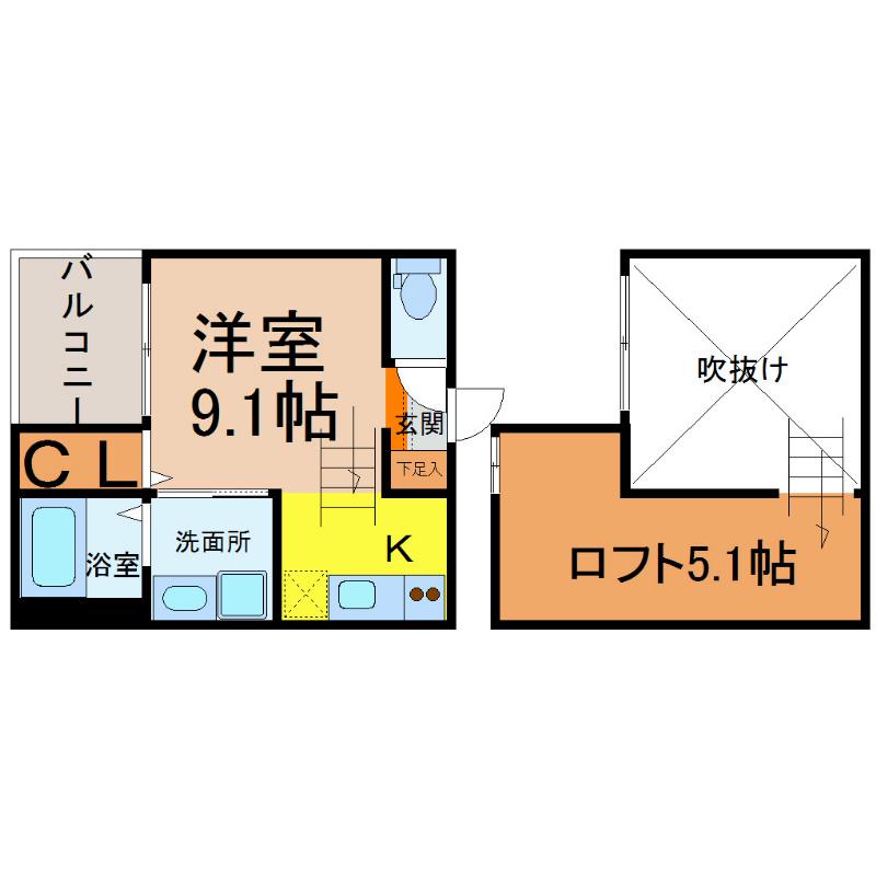 BLACK BERRY(1K/2階)の間取り写真