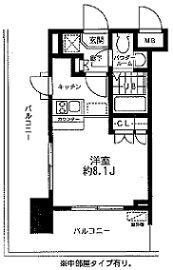 レジディア大森東(ワンルーム/8階)の間取り写真