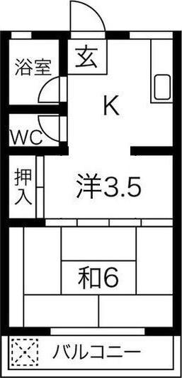 マツヤハイツ(2K/3階)の間取り写真