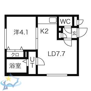 エンバシー発寒南(1LDK/3階)の間取り写真