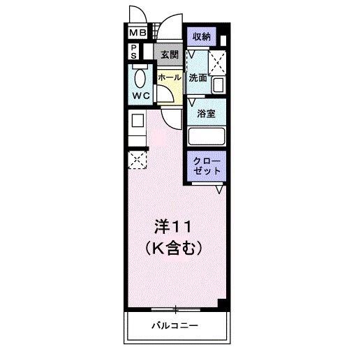 アヴェニール(ワンルーム/1階)の間取り写真