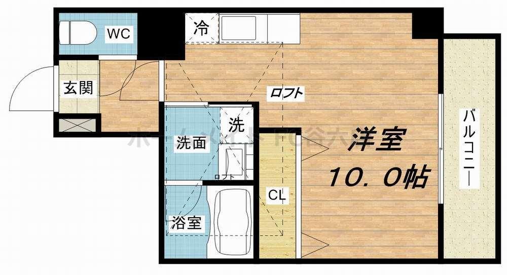 レジデンス釣鐘(1K/4階)の間取り写真