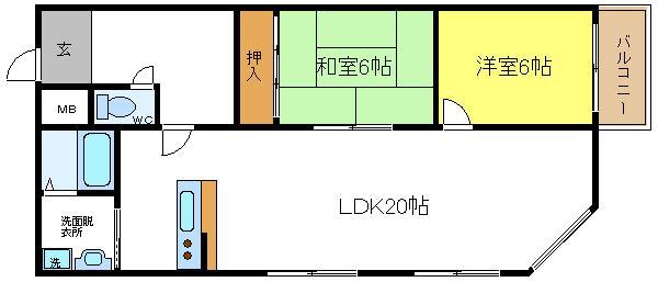 エステートGENⅡ(2LDK/4階)の間取り写真