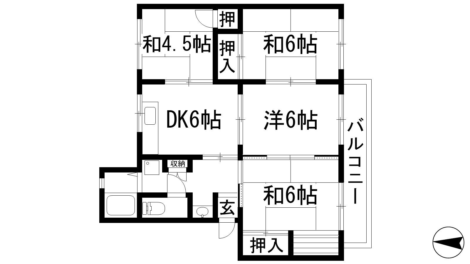 阪急宝塚線 川西能勢口駅 バス乗車時間：18分 最寄りバス停で下車 徒歩3分 5階建 築52年(4DK/1階)の間取り写真