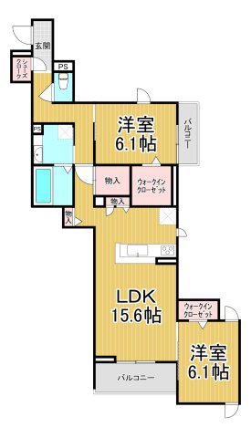 NIGAWA RESIDENCE2(2LDK/2階)の間取り写真