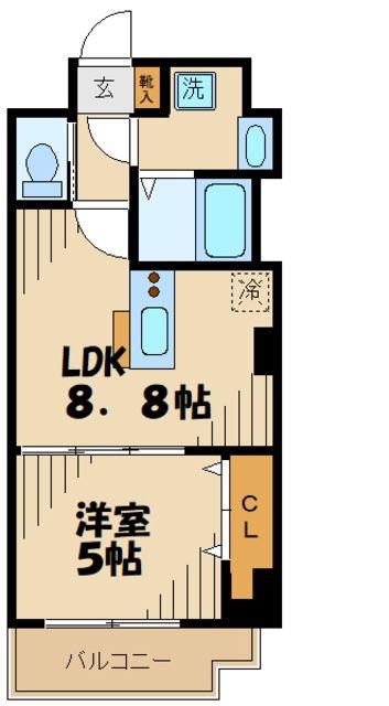 テオリア府中(1LDK/3階)の間取り写真