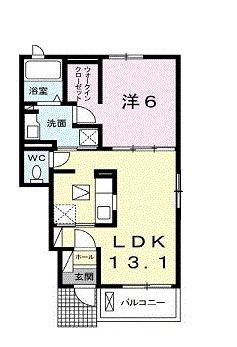 クラール丸亀原田B(1LDK/1階)の間取り写真