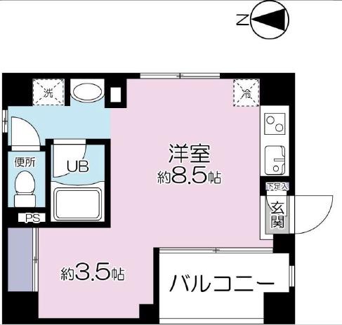 三鶴屋ハウス(1LDK/6階)の間取り写真