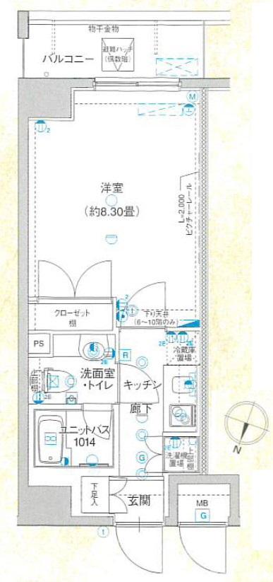 ヴェルト平井(1K/6階)の間取り写真