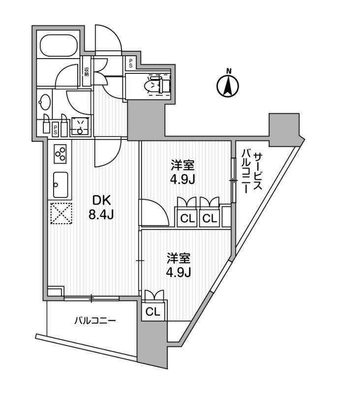 ディームス蔵前AVENUE(2DK/7階)の間取り写真