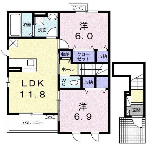 マ・メゾン(2LDK/2階)の間取り写真