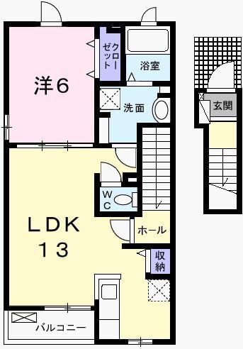 ル・レストII(1LDK/2階)の間取り写真
