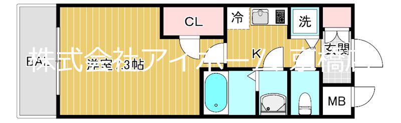 S-RESIDENCE野江(1K/8階)の間取り写真