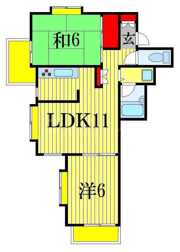 ハイライズ西船弐番館(2LDK/1階)の間取り写真