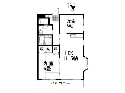 エレガントカモガワ(2LDK/1階)の間取り写真