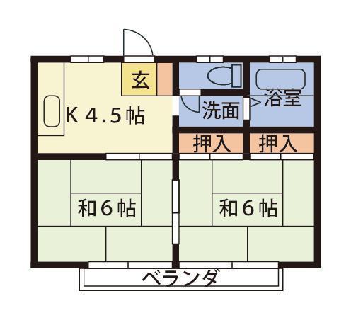 ダイナースハイツ(2K/1階)の間取り写真