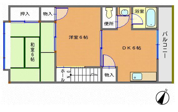 ライブリー網干(2DK/2階)の間取り写真
