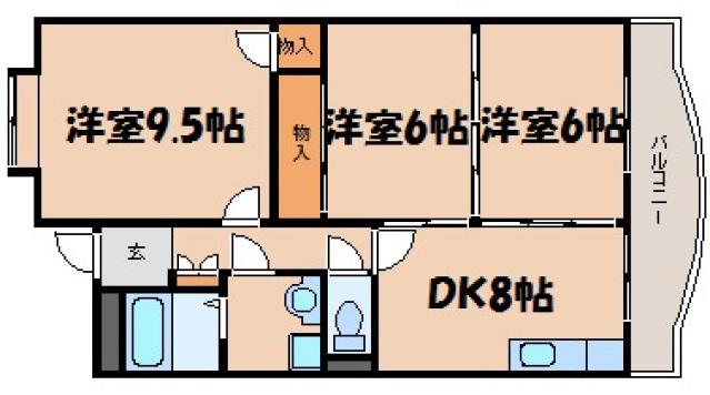 サンコーポ海田 ナンバー1(3DK/2階)の間取り写真