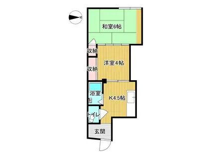 アサビル(2K/5階)の間取り写真