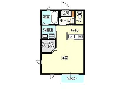 ビューテラス(ワンルーム/1階)の間取り写真