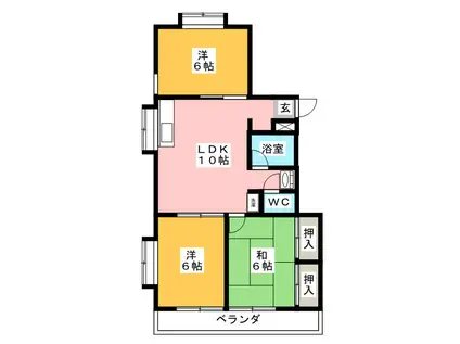 メゾン鹿谷(3LDK/2階)の間取り写真