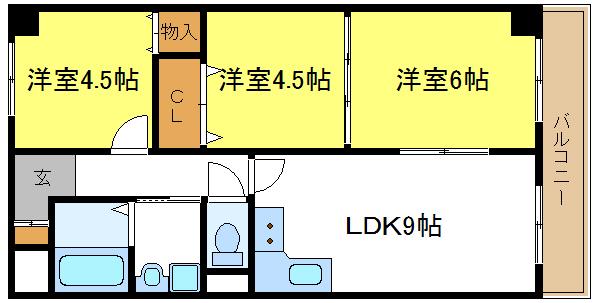 メゾンラシャンテ(3LDK/2階)の間取り写真