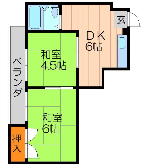 秀和第2ハイツ(2DK/3階)の間取り写真
